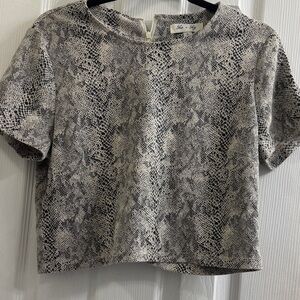 She + Sky Monochrome Snake Print Short Sleeve Top